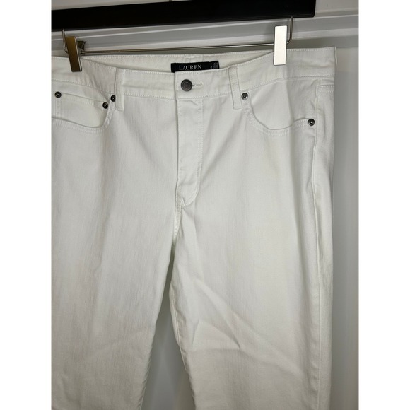 Lauren Ralph Lauren Womens White Denim Jeans 12 Straight Leg Cotton Blend Office - Picture 5 of 8